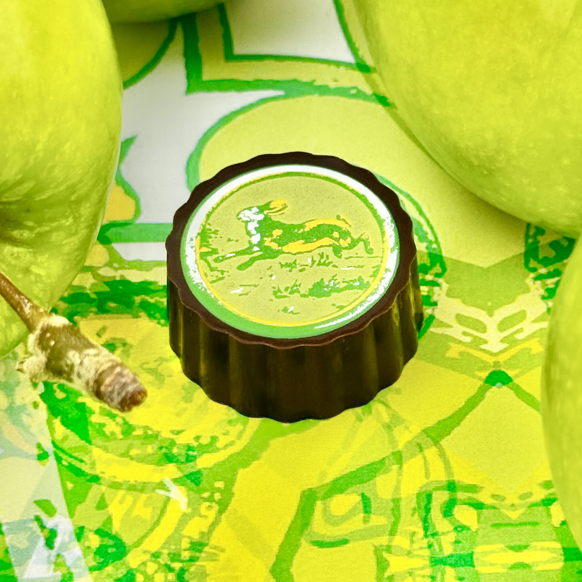 Granny Smith Apple chocolate truffle – handcrafted seasonal chocolate with Valrhona couverture